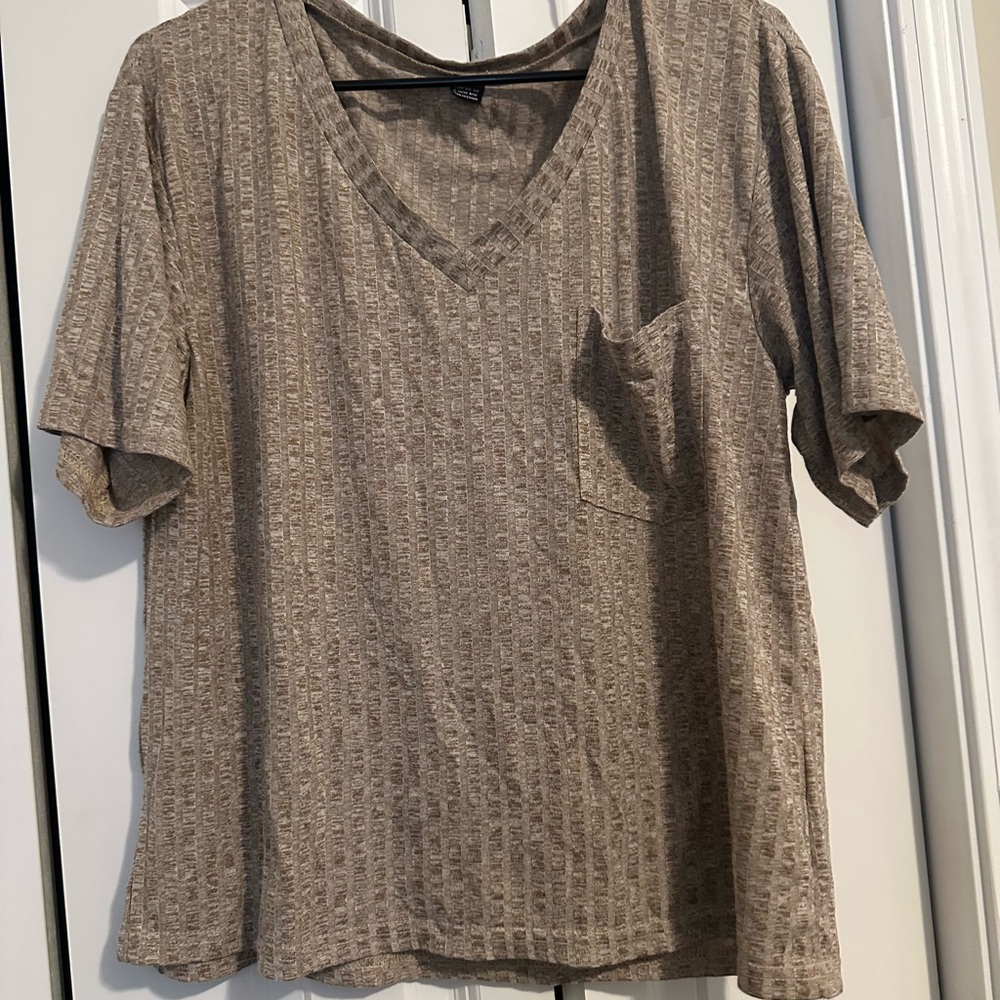 Casual V-Neck Beige Top